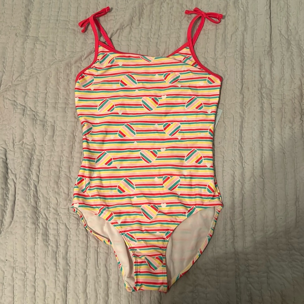 Girl’s XL Colorful Striped Hearts Cat&Jack Swimsuit
